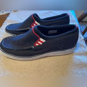 SEBAGO DOCKSIDES NAVY BLUE‎ PATRIOTIC SLIP ON SHOE WOMENS EUC 7